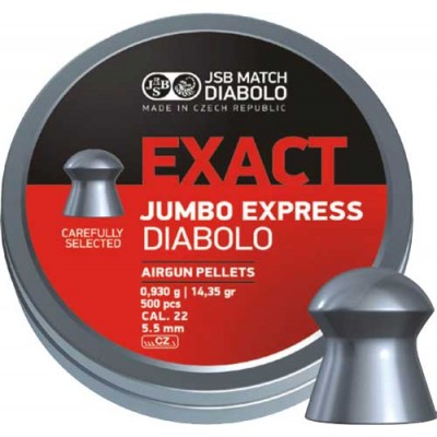 Кулі пневматичні JSB Diabolo Exact Jumbo Express. Кал. 5.52 мм. Вага - 0.93 г. 250 шт/уп