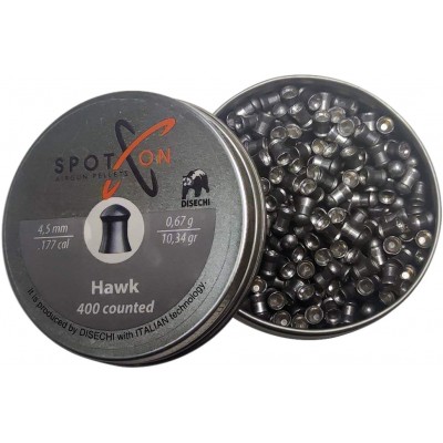 Кулі пневматичні Spoton Hawk кал. 4,5 мм. Вага - 0,67 г. 400 шт/уп