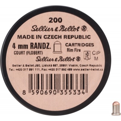 Патрон Флобера Sellier & Bellot Randz Curte кал. 4 mm short. Пуля - свинцовый шарик плакированный медью. 200 шт/уп.