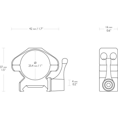 Кольца быстросъемные Hawke Precision Steel. d - 25.4 мм. Low. Weaver/Picatinny