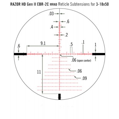 Прицел Vortex Razor HD Gen II 3–18x50 F1 марка EBR-2C с подсветкой. 0.1 MRAD