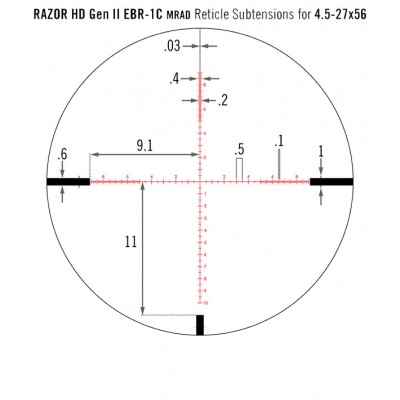 Прицел Vortex Razor HD Gen II 4,5–27x56 F1 марка EBR-1C подсветкой. 0.1 MRAD.