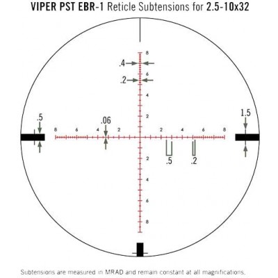 Приціл Vortex Viper PST 2.5–10x32 F1 сітка EBR-1 з підсвічуванням. МРАД