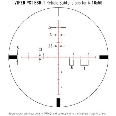 Приціл Vortex Viper PST 4–16x50 F1 сітка EBR-1 з підсвічуванням. МРАД