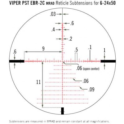 Приціл Vortex Viper PST 6–24x50 F1 сітка EBR-2С з підсвічуванням. МРАД
