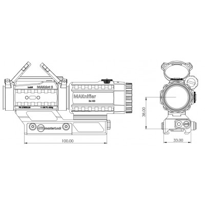 Комплект оптики MAK combo: коліматор MAKdot S 1x20 та магніфер MAKnifier S3 3x на кріпленні MAKmaster Lock CS
