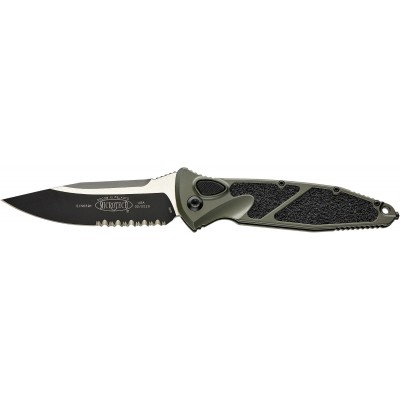 Ніж Microtech Socom Elite Auto Drop Point Black Blade. Колір: olive green. Полусеррейтор