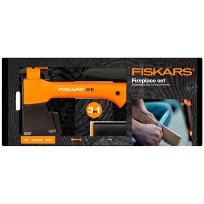 Набор подарочный Fiskars 1057913 (топор X5 121123 + нож + точилка )