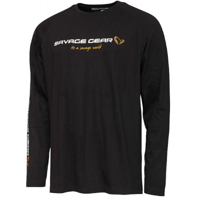 Реглан Savage Gear Signature Logo Long Sleeve T-Shirt XL Black Caviar