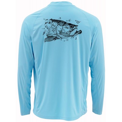 Реглан Simms Solarflex Crewneck M Prints Tarpon Clacier