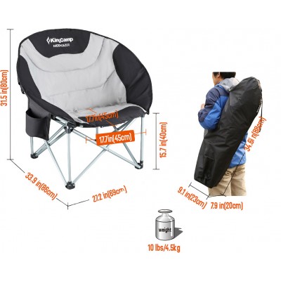 Кресло KingCamp Moon Camping Chair with Cooler. Black/grey