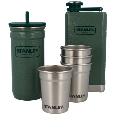 Набір Stanley Adventure Steel Shots Flask (4 чарки в футлярі і фляга Adeventure 0.236 л) ц:зелений