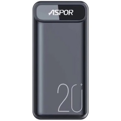 Зарядное устройство Aspor A396 20000mAh (22.5W/PD USB-C laptops fast charging) ц:black