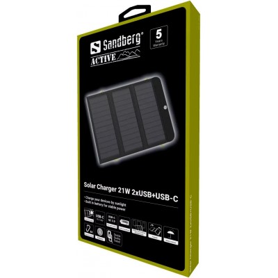 Сонячна панель Sandberg Solar Charger 21W 2xUSB+USB-C