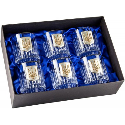 Подарочный набор стаканов для виски Boss Crystal "Трезуб" с золотыми