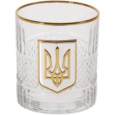 Подарочный набор стаканов Boss Crystal "Тризуб" с золотыми и серебряными накладками