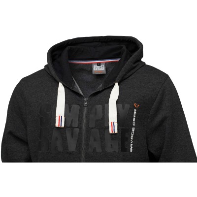 Реглан Savage Gear Simply Savage Raw Zip Hoodie L ц:dark grey melange