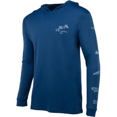 Реглан Pelagic Aquatek Hooded Fishing Shirt - Gyotaku. XXL. Smokey blue