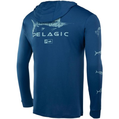 Реглан Pelagic Aquatek Hooded Fishing Shirt - Gyotaku. XL. Smokey blue