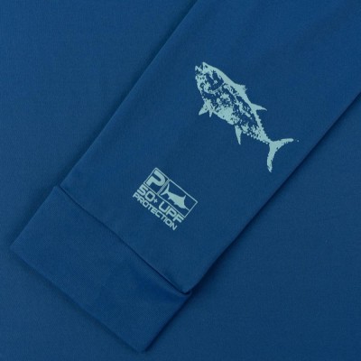 Реглан Pelagic Aquatek Hooded Fishing Shirt - Gyotaku. XXXL. Smokey blue