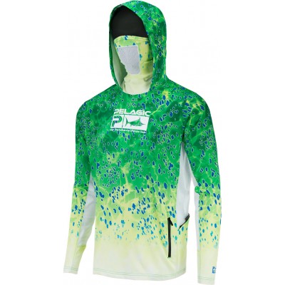 Реглан Pelagic Exo-Tech Hooded Fishing Shirt XL ц:green dorado hex