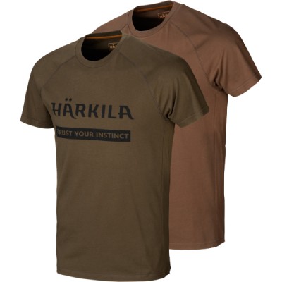 Комплект футболок Harkila Logo. Розмір - 2XL. Колір - зелений/коричневий