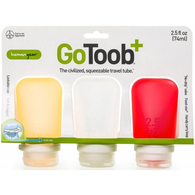 Набір ємностей Humangear GoToob+ 3-Pack. Medium. Clear/Red/Orange