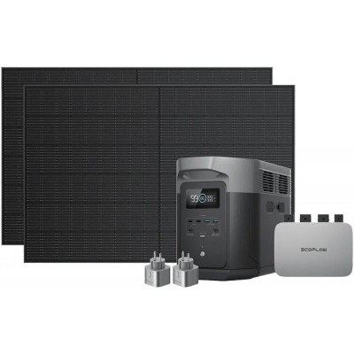 Комплект енергонезалежності EcoFlow PowerStream - мікроінвертор 600W + зарядна станція Delta Max 2000 + 2 x 400W стаціонарні сонячні панелі
