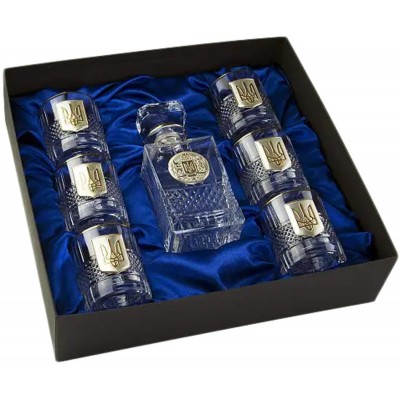 Подарочный набор стаканов для виски Boss Crystal "Тризуб" с золотыми накладками